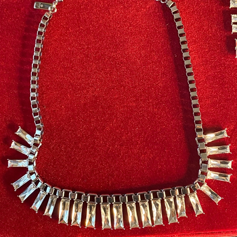 Rectangular Crystal Necklace.Drop Earrings - image 2